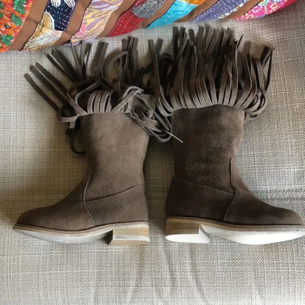 Joyfolie Genuine Suede Fringe Baby Boots